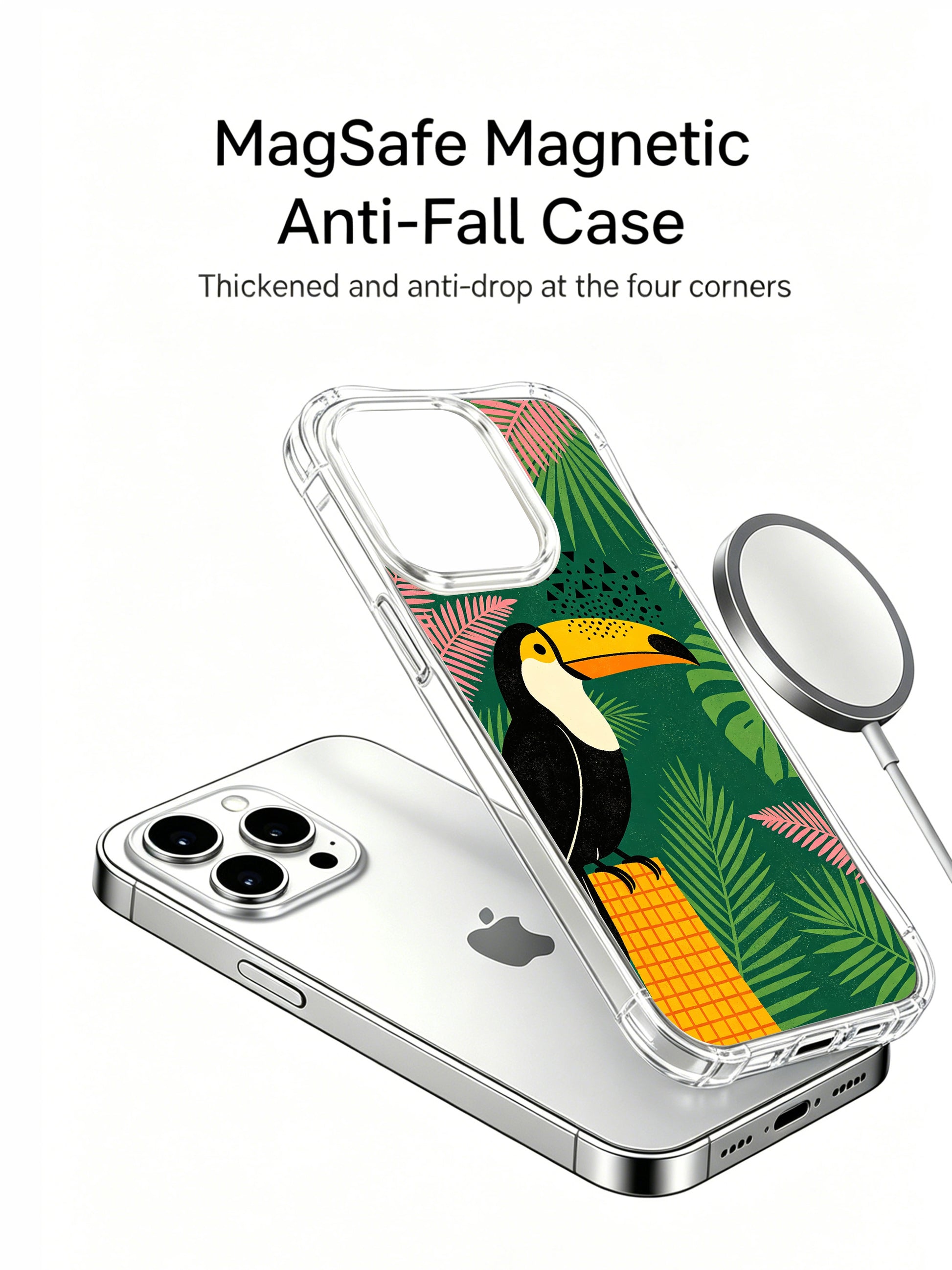 PhoneCasing Tropical Toucan iPhone 15 Pro Max Case, aesthetic nature protective casing