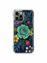 Turquoise floral tapestry on an iPhone 13 Pro Max case