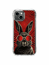 Vintage underground rock vinyl album cover aesthetic black rabbit fine art on PhoneCasing iPhone 13 Case, stylish premium art casing curated for high-end women accessory collection.