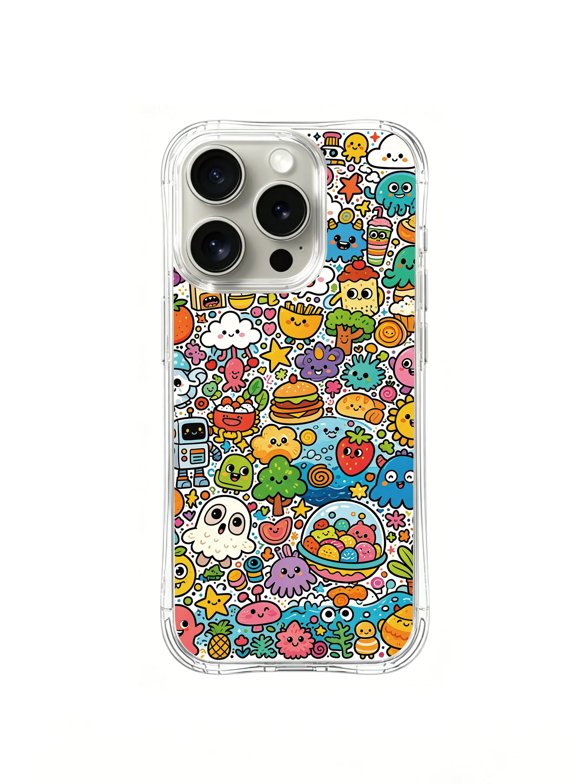 PhoneCasing iPhone 16 pro Case with alien and robot friends joining the joyful universe group, featuring Milo Yun’s art, scratch-resistant premium casing.