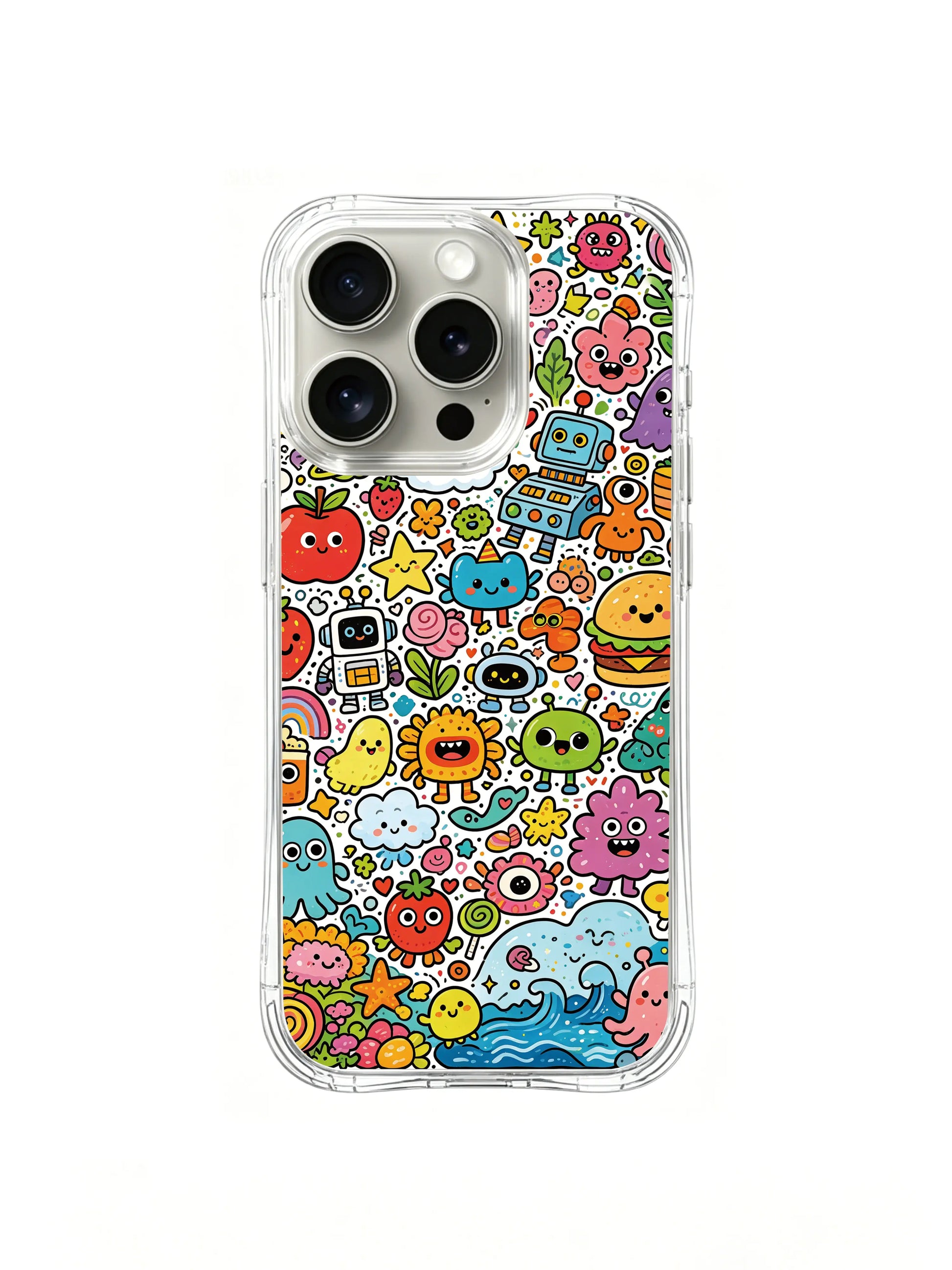 PhoneCasing iPhone 16 pro Case with cute kitchen characters joining the universe group photo, exclusive Milo Yun design, premium art case for iPhone 16 pro.