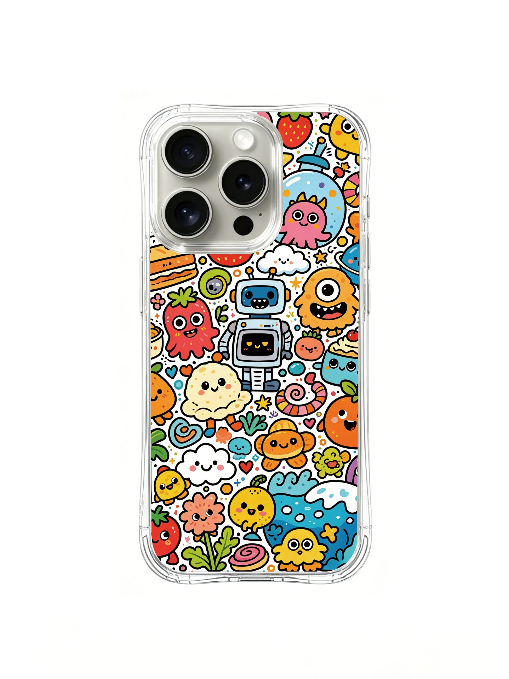 PhoneCasing iPhone 16 pro Case with sea creatures and forest friends in the big universe photo, featuring Milo Yun’s Happy Universe Group illustration, durable premium phone cover.