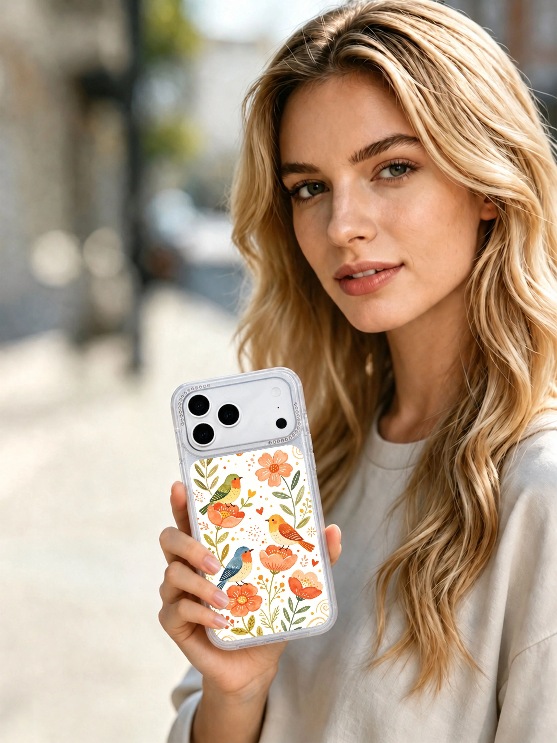 PhoneCasing fully MagSafe compatible iphone 17 pro Max casing showcasing Aurelia Finch’s Bell Of Freedom Garden design, seamless wireless charging fit that works with all magnetic car mounts, card wallets and wireless chargers.