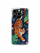 USA locally crafted dreamscape nocturnal star jungle tiger iPhone 13 pro Case from PhoneCasing, shockproof sturdy iPhone 13 pro casing with assorted seasonal tropical flowers, upscale gift-ready art phone cover.
