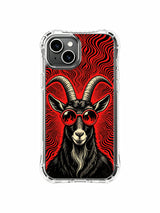 USA locally crafted luxury illustrated Red Wave Black Goat PhoneCasing iPhone 13 Case, world-renowned Rufus Vale exclusive print serving as personalized art gift for female wearable art collectors.