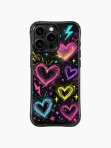 PhoneCasing iPhone 13 Pro Max cover Scribble Heart Galaxy neon space doodle ideal for whimsical valentine stargazing crush gifts, magical glowing romantic protective casing.
