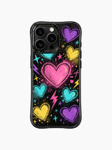 PhoneCasing iPhone 13 Pro Max cover Scribble Heart Galaxy neon space doodle ideal for whimsical valentine stargazing crush gifts, magical glowing romantic protective casing.