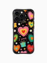 PhoneCasing iPhone 13 Pro Max cover Love Letter Doodles hand sketch ideal for valentine surprise gifts, laid-back cute handwritten romantic protective casing.