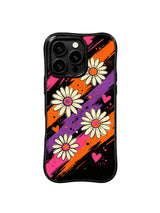 PhoneCasing iPhone 16 pro Case with continuous slow flowing silky velvet ribbon psychedelic swirl lines, Ruby Daze Velvet Wave Blossoms midnight fantasy illustration, tough wavy premium phone casing.