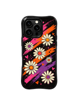 PhoneCasing iPhone 16 pro Case with heavily distressed faded spray grunge black night poster grain backdrop, exclusive Ruby Daze Velvet Wave Blossoms wearable wavy frame art.