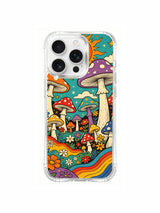 Tall red-cap mushroom under stars artwork on an iPhone 16 Pro Max case