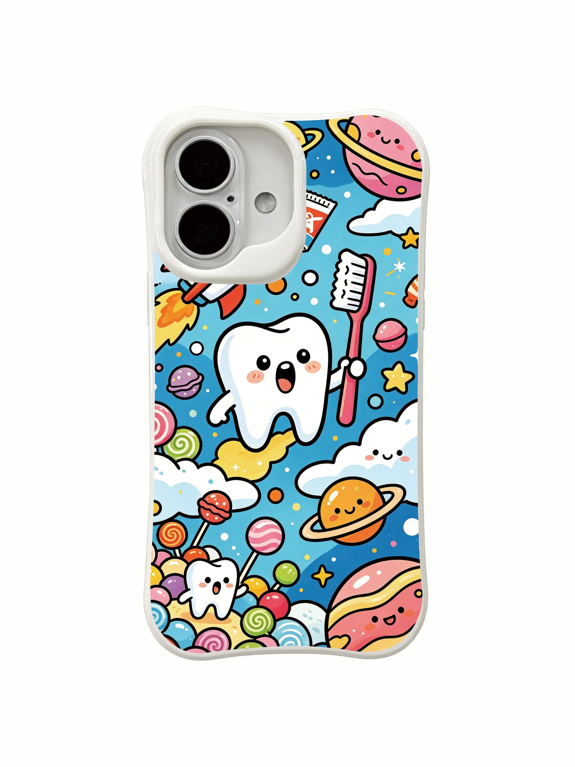 PhoneCasing vibrant candy dessert iPhone 16 Plus Case, Milo Yun’s Ice Cream Valley with colorful character art.