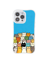 PhoneCasing iPhone 16 pro max protective case with a vibrant crew of cats, a lively design that stands out with bright, playful colors.