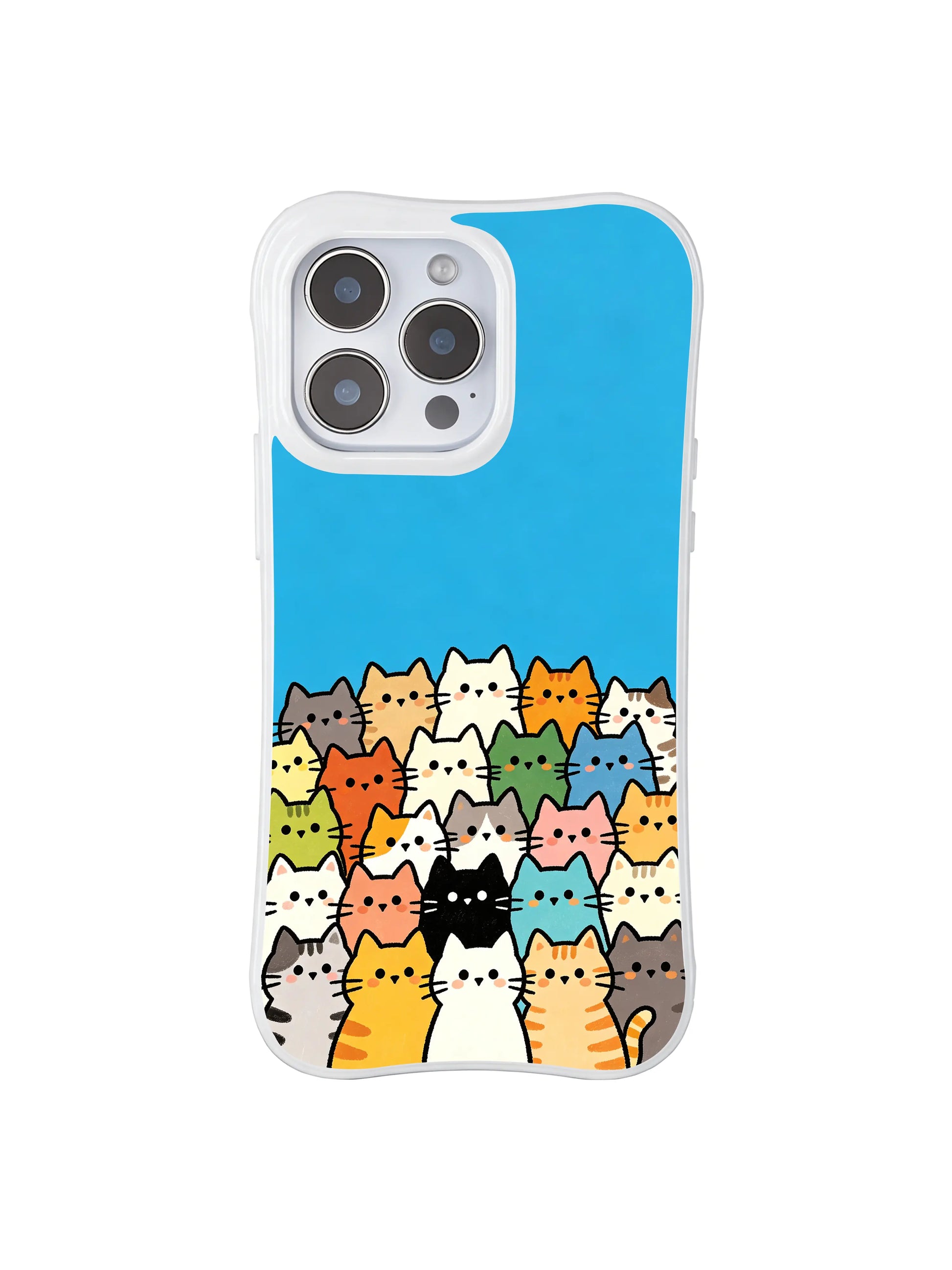 PhoneCasing iPhone 16 pro max protective case with a vibrant crew of cats, a lively design that stands out with bright, playful colors.