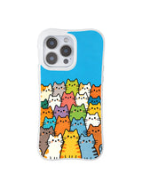 PhoneCasing iPhone 16 pro max anti-yellowing case with a vibrant troupe of cats, a cheerful design that brings a smile to your face.