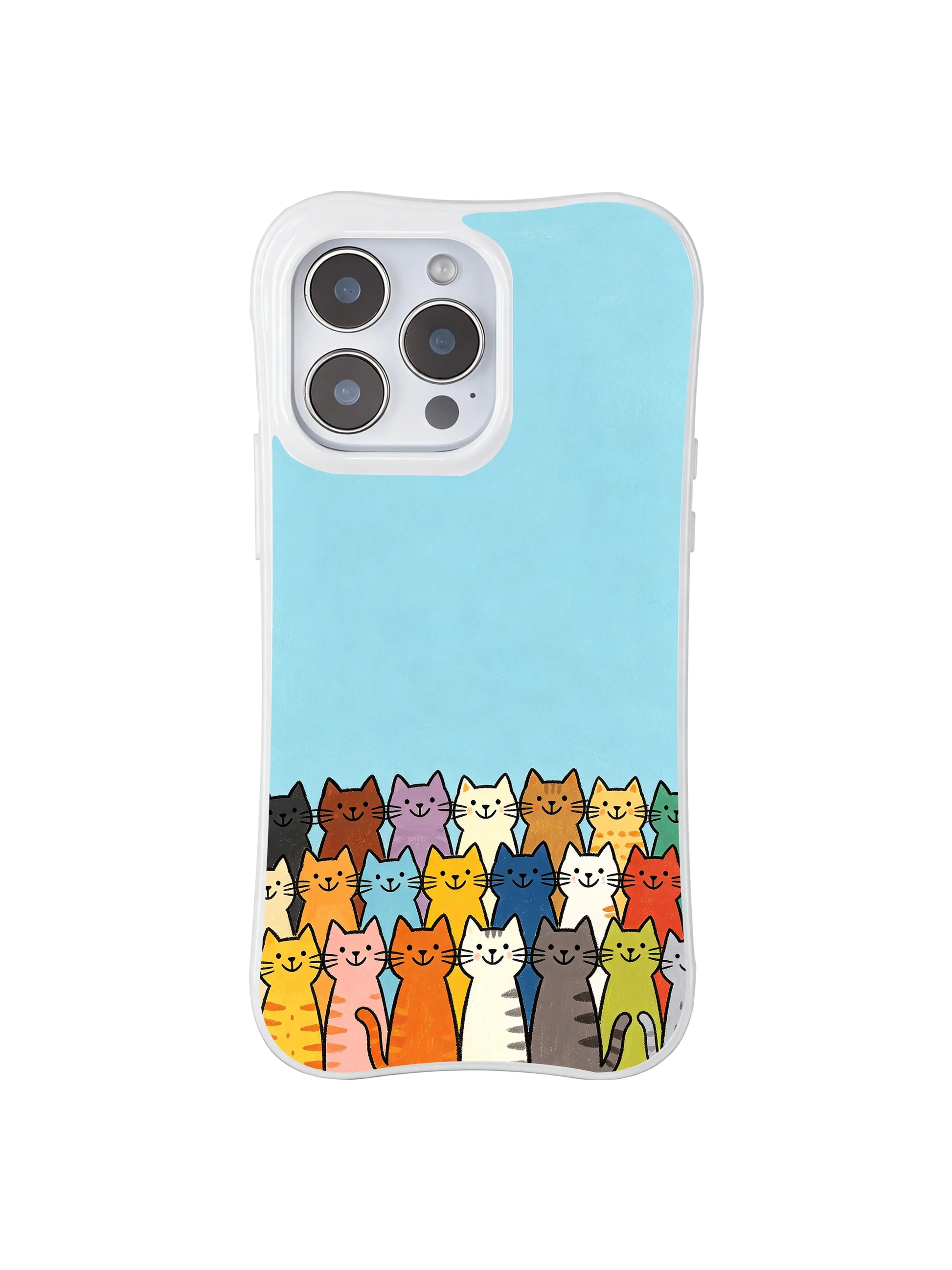 PhoneCasing iPhone 16 Pro Max showcasing Vibrant Feline Gathering, multicolored cats coming together, feeling like a cheerful, wordless celebration of community.