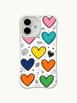 Vibrant Pencil Hearts görseli içeren iPhone 16 Plus kılıfı