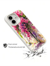 Vibrant pink floral artwork on an iPhone 16 case
