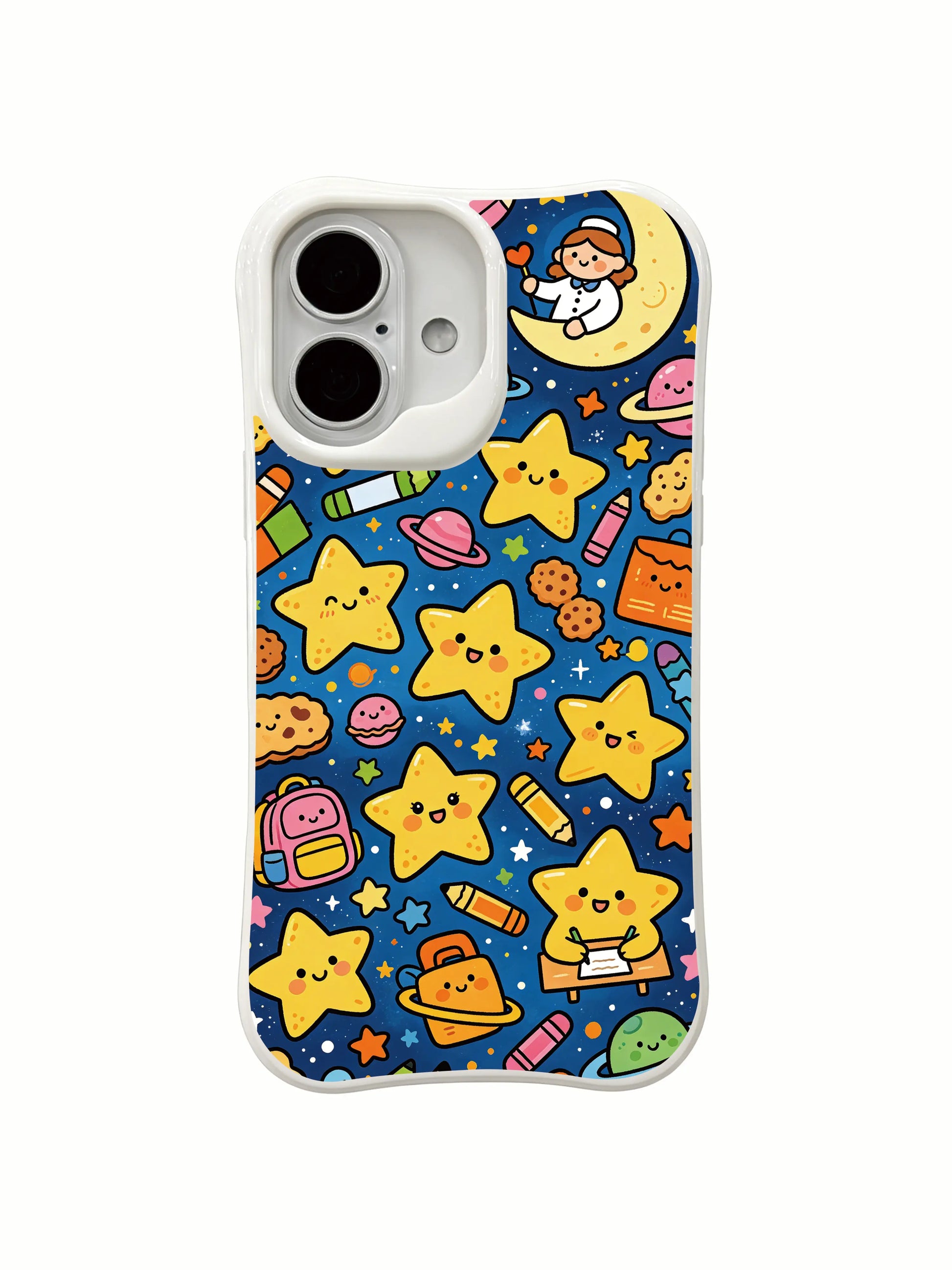 PhoneCasing vibrant space star iPhone 16 Plus Case, Milo Yun’s Star Kindergarten with colorful character art.
