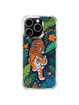 Vine wrapped wild orange tiger Elias Nocturne art iPhone 13 pro Case from PhoneCasing, boho tropical floral phone casing, luxury collectible protective cover for female art lovers