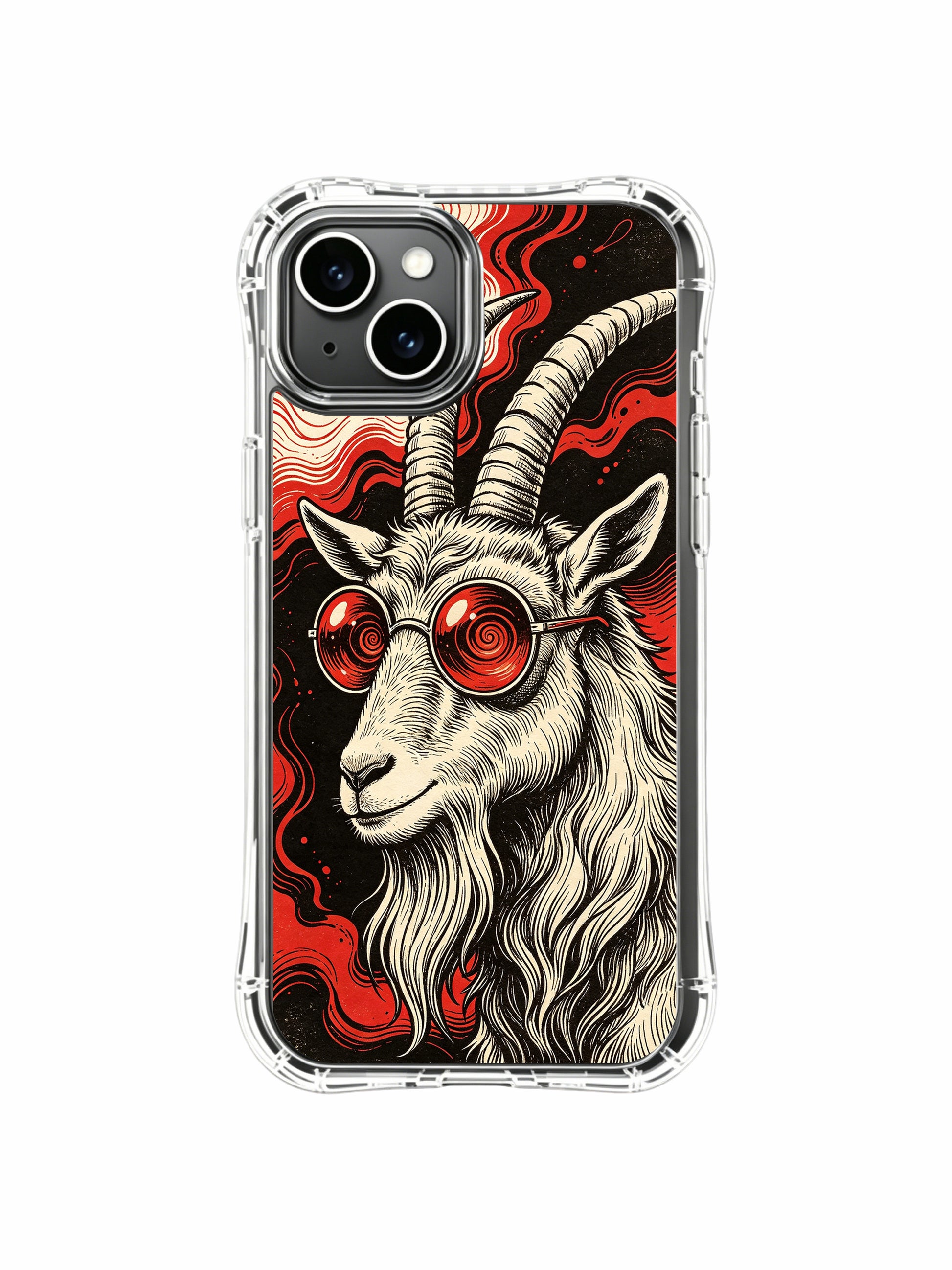 Aged vintage kraft paper textured goat illustration by Rufus Vale on PhoneCasing iPhone 13 Case, limited-run collab gallery-quality wearable fine art phone case made in our US atelier.