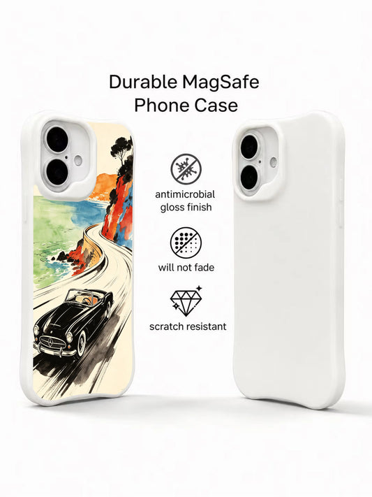 PhoneCasing vintage car coastal iPhone 16 Case, premium artist-designed wearable art