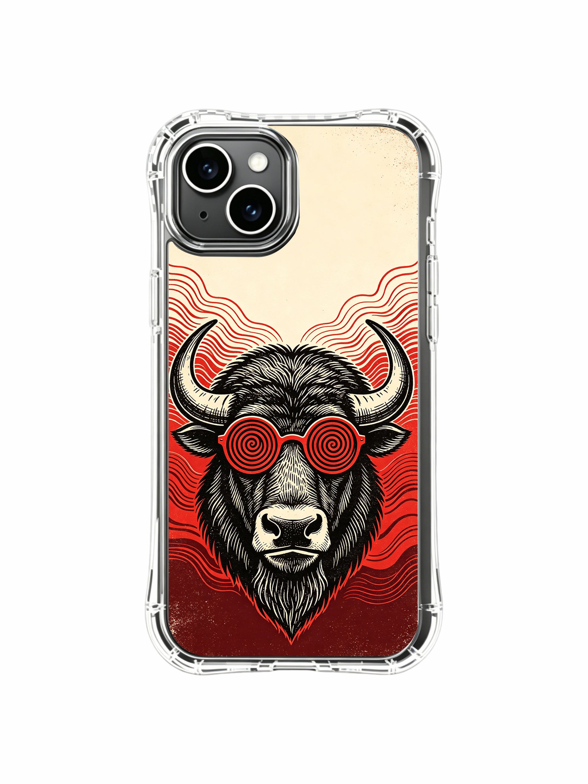 Vintage psychedelic buffalo fine art PhoneCasing iPhone 13 Case, premium licensed artist artwork cover crafted as unique luxury bridesmaid gift for female collectors.