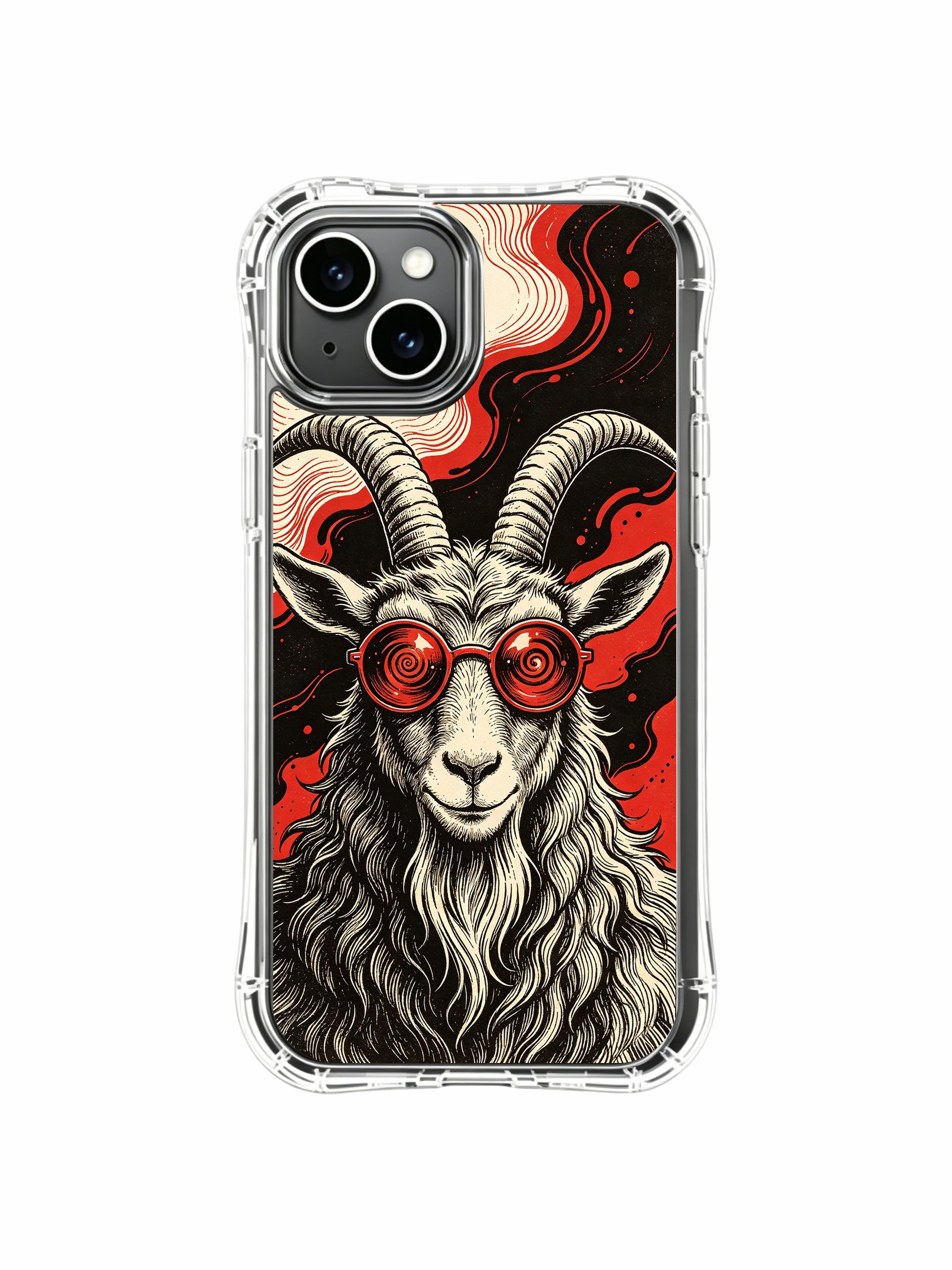 Timeless vintage psychedelic goat fine art on PhoneCasing iPhone 13 Case, premium licensed Rufus Vale artwork crafted as unique luxury bridesmaid gift for female fine art collectors across US.