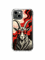 Authentic vintage screen print textured goat art decorates PhoneCasing iPhone 13 Case, officially licensed Rufus Vale collab collectible phone case produced within US local California atelier.