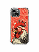 Vintage screen-print-style rooster art artwork on an iPhone 13 case