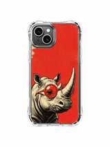 Vintage poster rhinoceros on an iPhone 13 case