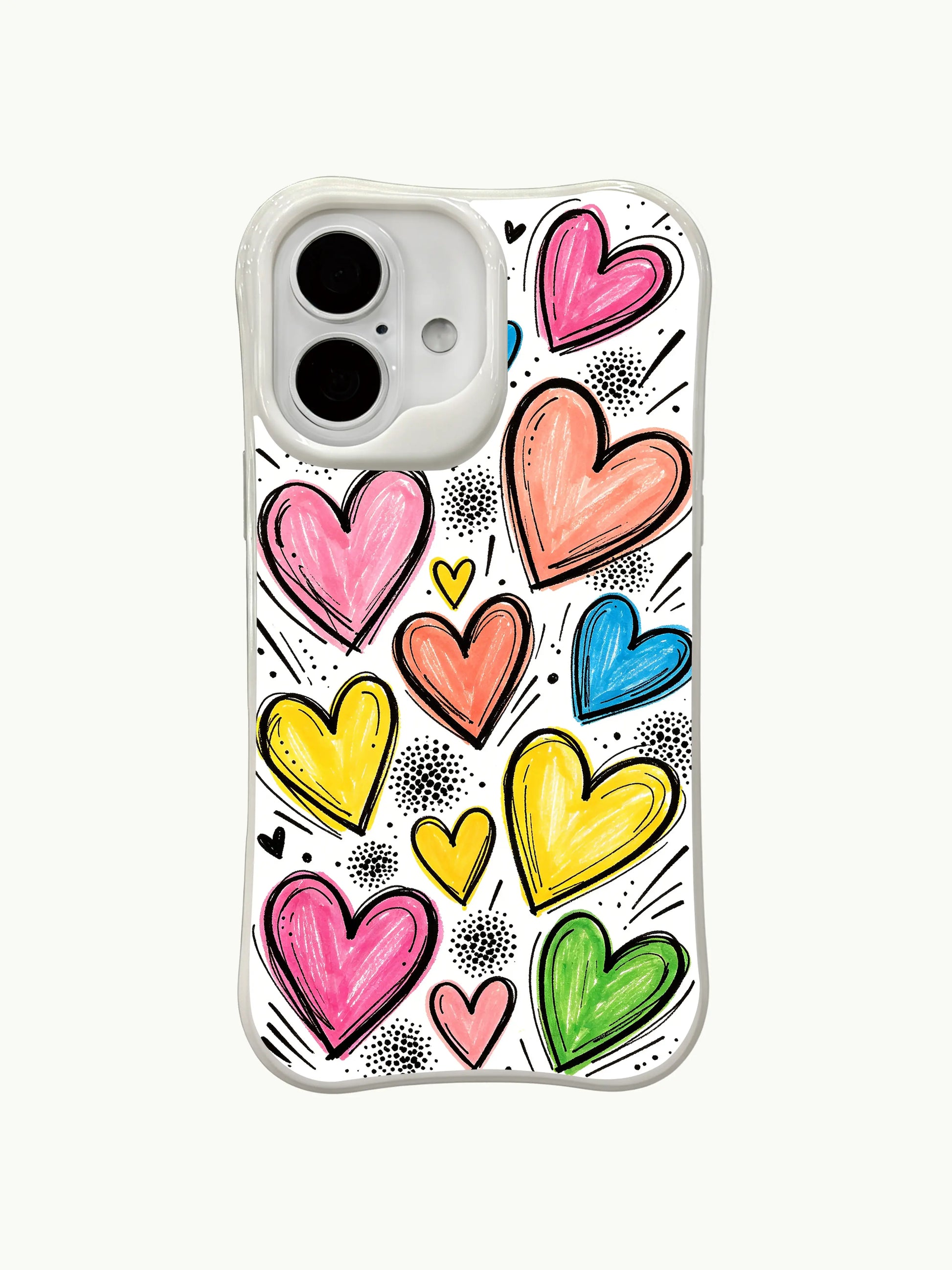 PhoneCasing warm mood heart shower iPhone 16 plus case, uplifting heart rain design that carries casual happy energy, MagSafe-ready.