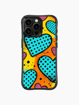 Warm Orange Yellow Base Cool Blue Heart Confetti görseli içeren iPhone 13 Pro Max kılıfı