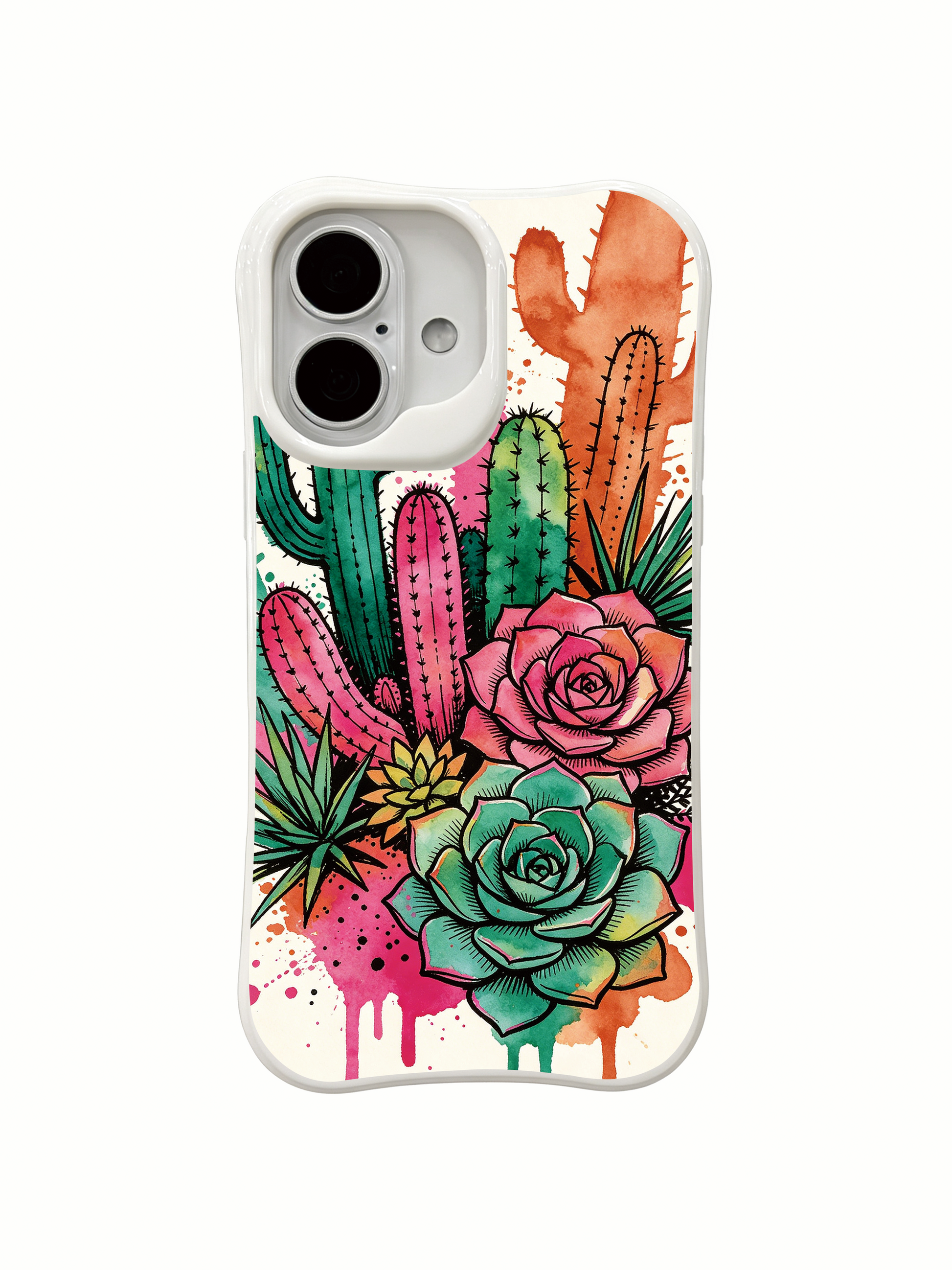 PhoneCasing watercolor cactus iPhone 16 Case, premium artist-designed wearable art