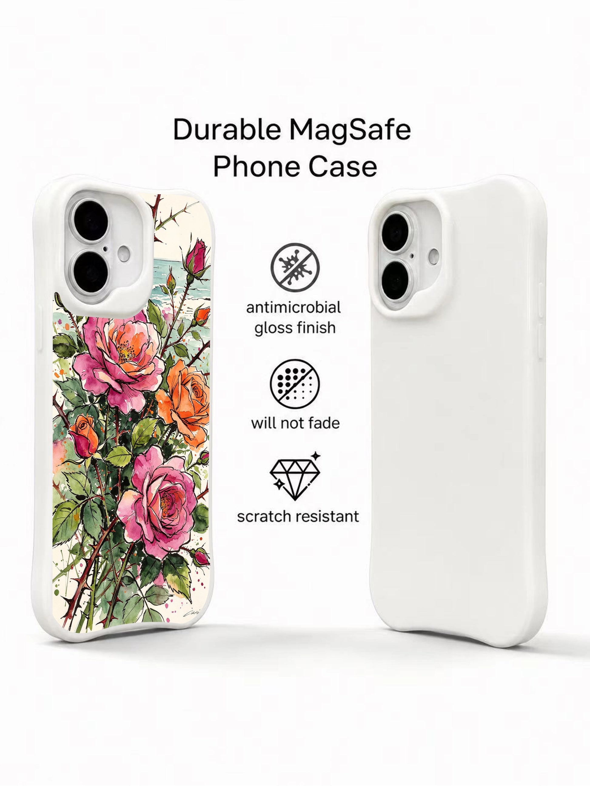 PhoneCasing watercolor rose bouquet iPhone 16 Case, premium artist-designed wearable art