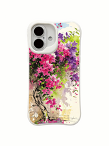 Watercolor-style floral splash on an iPhone 16 case