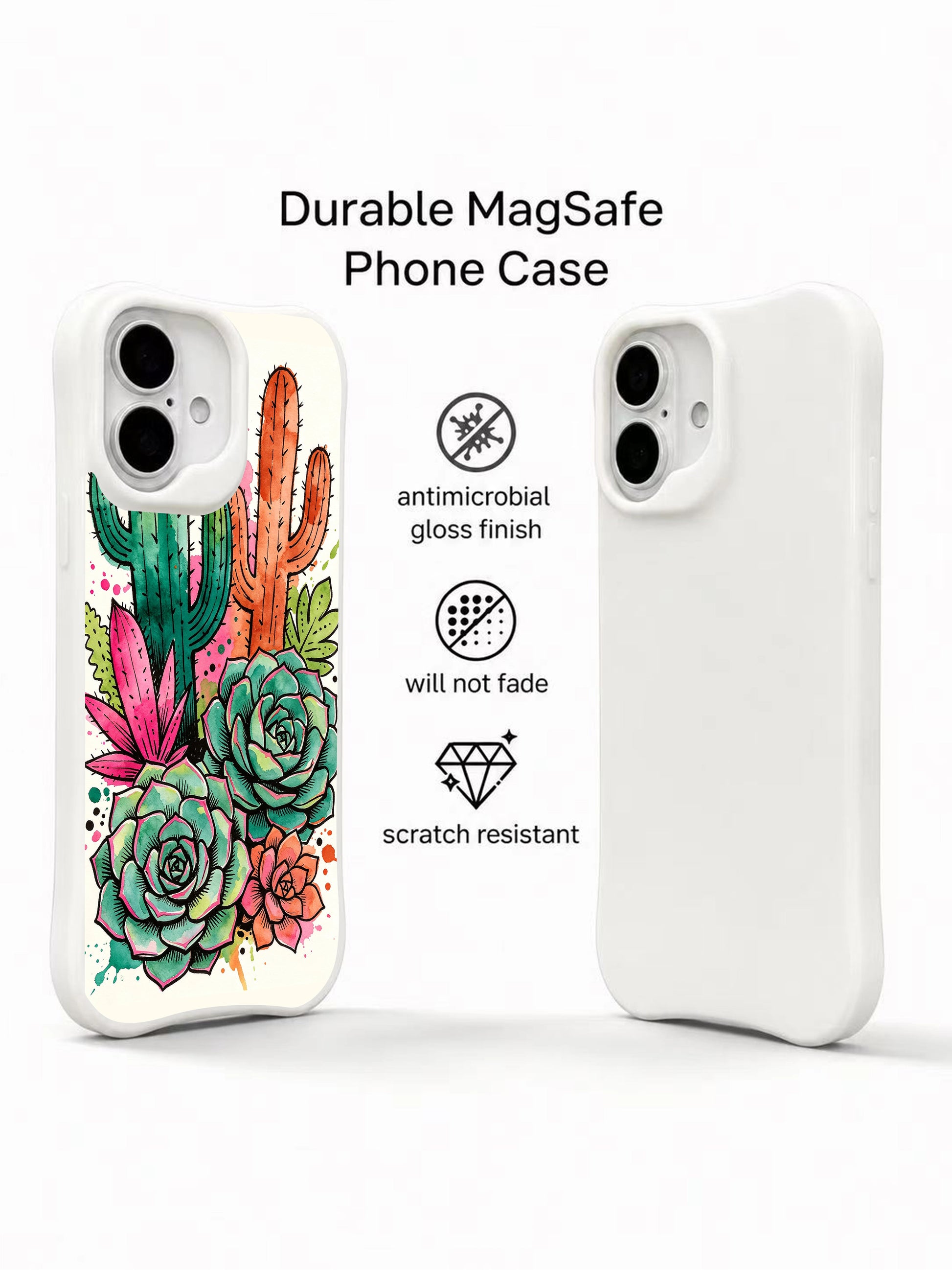 PhoneCasing watercolor succulent iPhone 16 Case, premium artist-designed wearable art