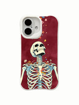 PhoneCasing wearable dark poetry petal skeleton iPhone 16 Case, Morrigan Vale limited collection watercolor print, antimicrobial fingerprint-proof glossy finish iPhone 16 casing