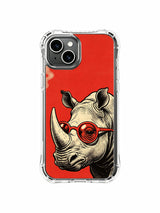 Gallery-style red-lens rhinoceros on an iPhone 13 case