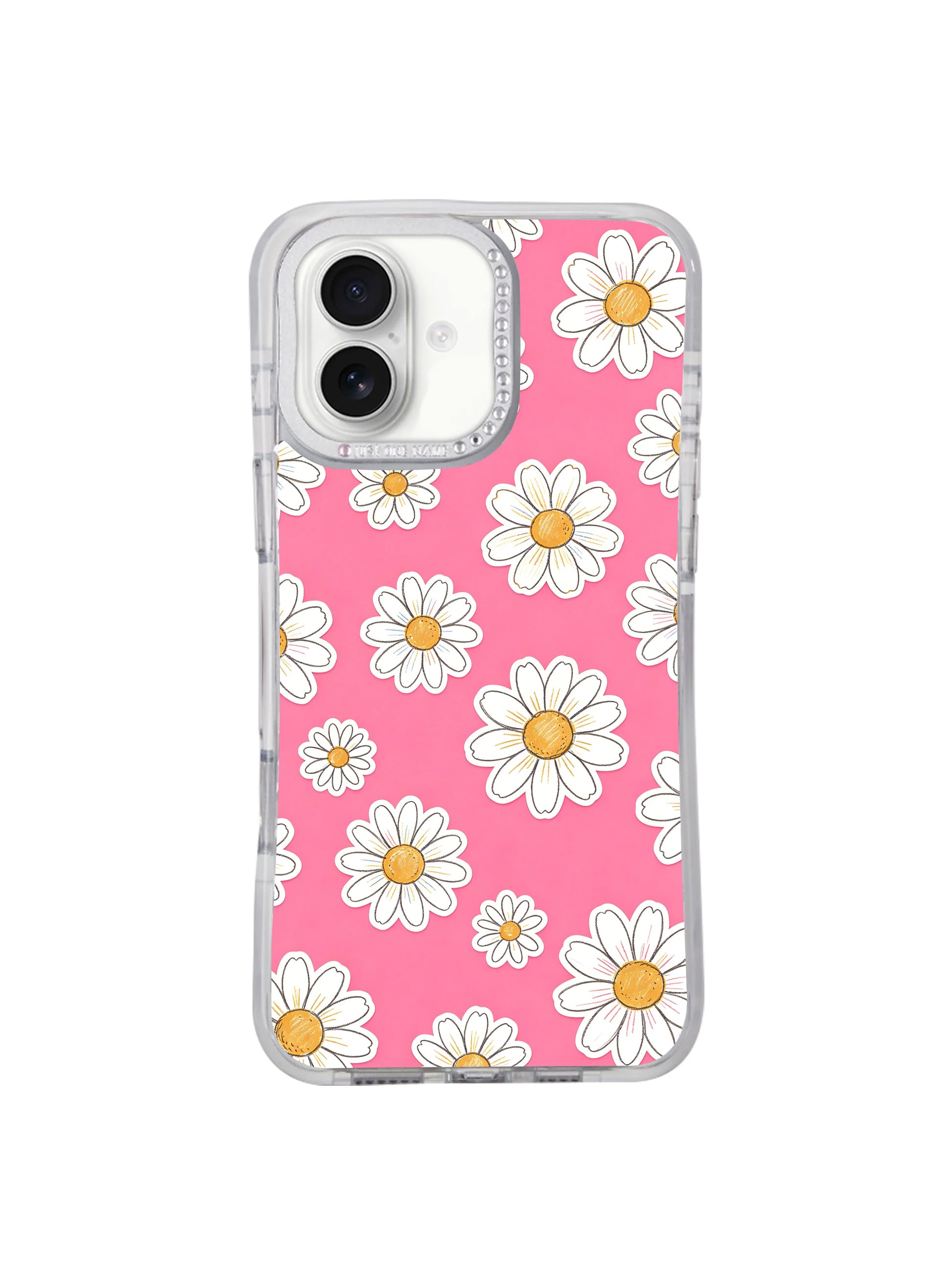 PhoneCasing collectible miniature joyful fine art iPhone 17 Pro casing Pink Joy Daisy Field, exclusive free-flowing daisy illustration by Solea Meadow, printed to gallery standards inside our California print production facility.