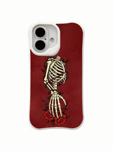 Skeletal flower composition on an iPhone 16 case