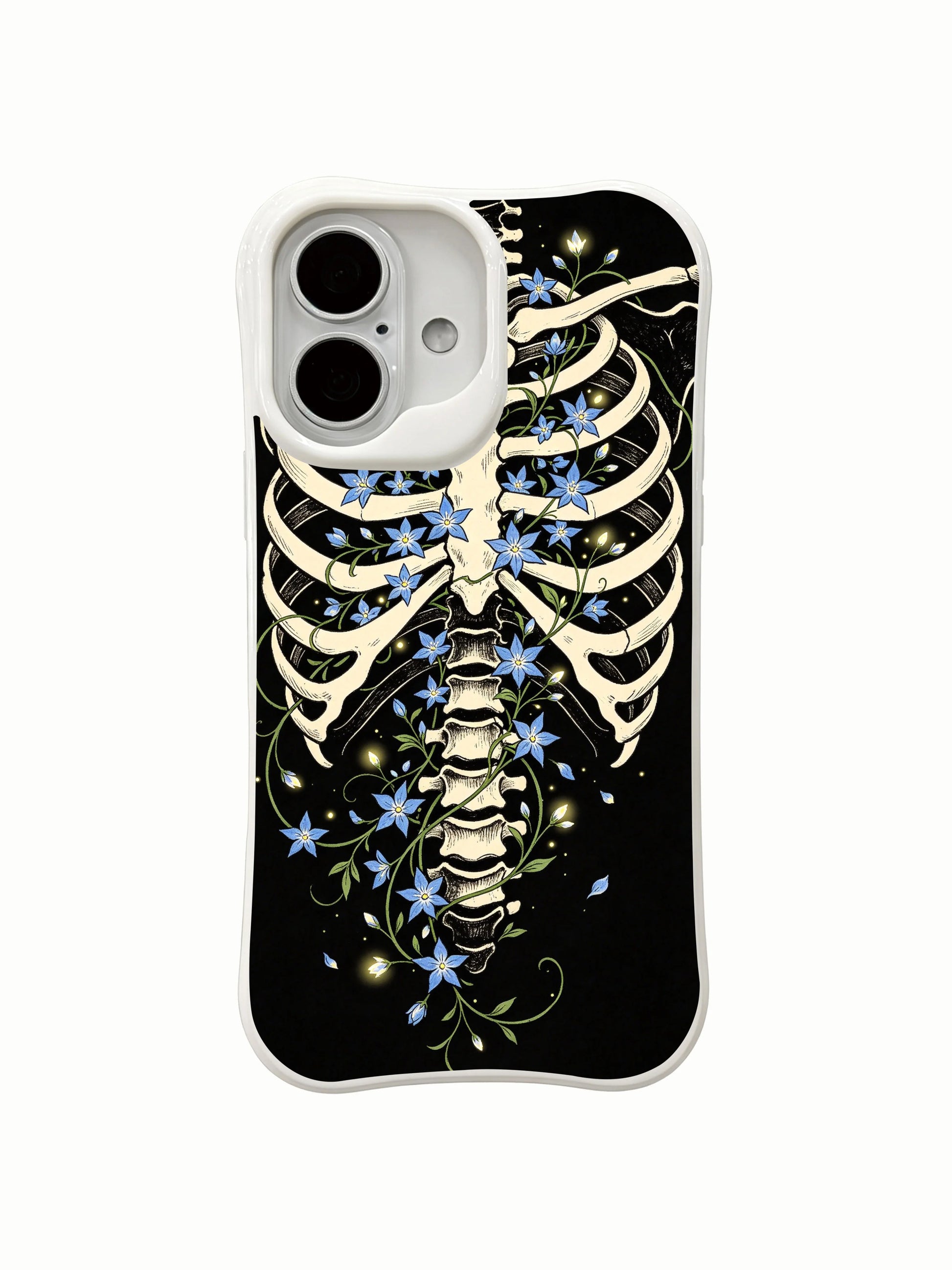 PhoneCasing wearable dark poetry bone star garden skeleton iPhone 16 Case, Morrigan Vale limited collection ink print, antimicrobial fingerprint-proof glossy finish iPhone 16 casing