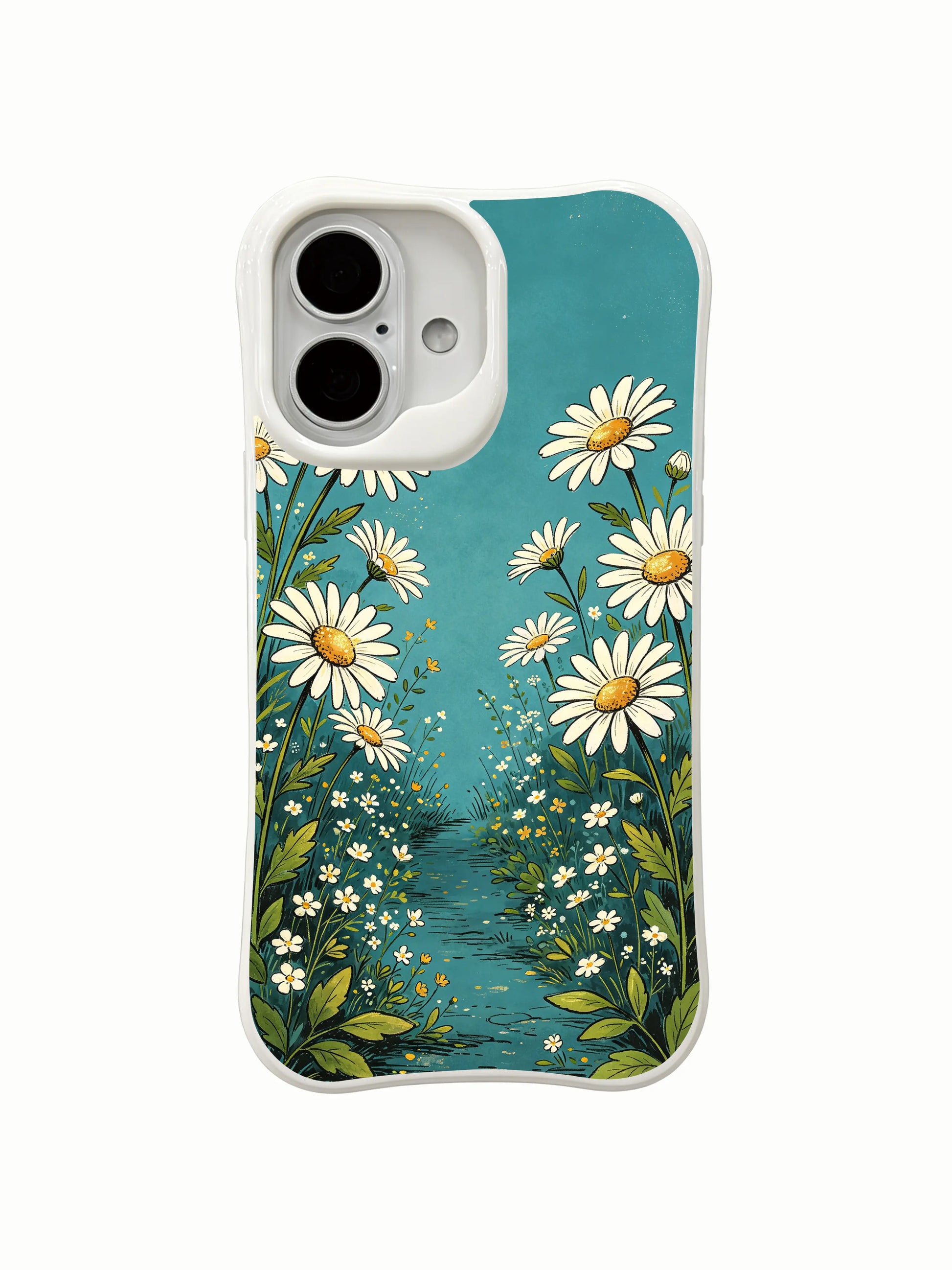 PhoneCasing whimsical blue floral world iPhone 16 Plus Case, imaginative art ideal for lovers of nature illustrations.