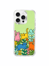 PhoneCasing iPhone 16 pro max anti-yellowing case with Mimi Colorfield art, a magical garden made of colorful cats.