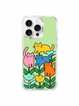 PhoneCasing iPhone 16 pro max scratch-resistant case with cats that look like blooming flowers, perfect for adding a fresh vibe.