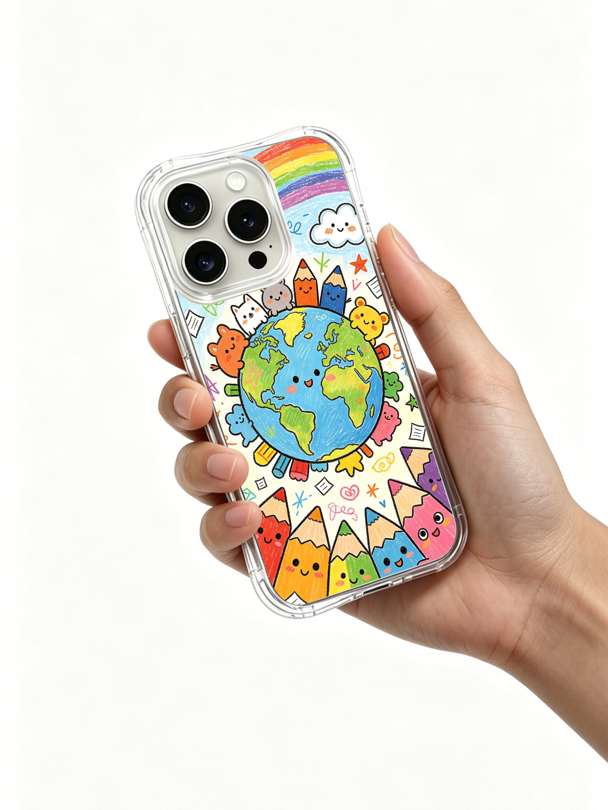 PhoneCasing iPhone 16 Pro Case with whimsical color pencil art from Milo Yun, artist-collaborated premium case for modern women.