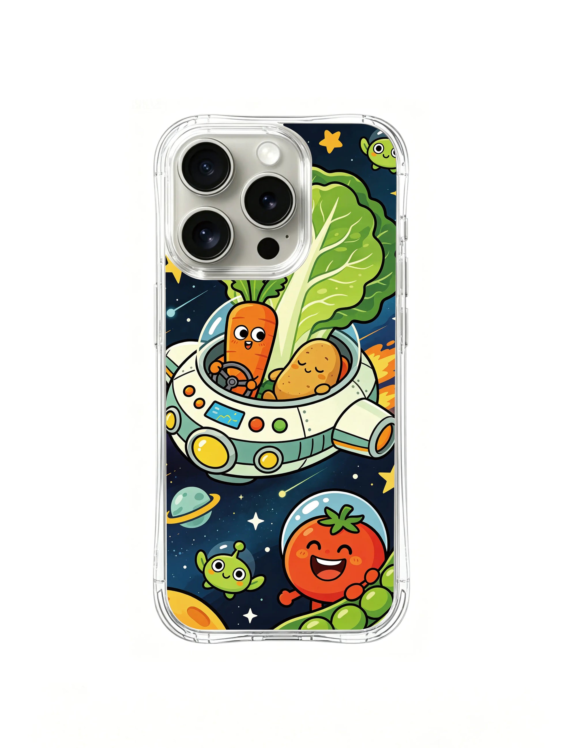 PhoneCasing iPhone 16 Pro Case with whimsical cosmic veggie paradise design, part of Milo Yun’s signature collection, premium protective art casing.