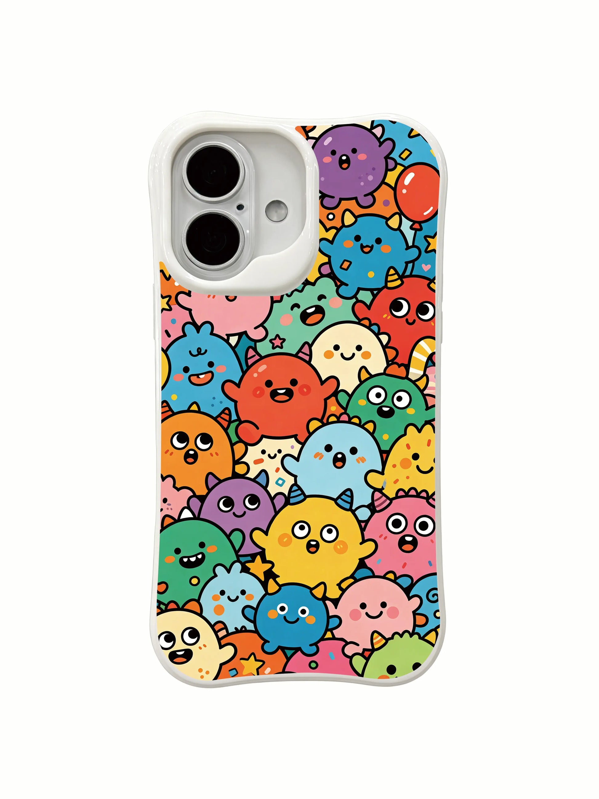 PhoneCasing whimsical doodle creature iPhone 16 Plus Case, Milo Yun’s Candy Monster Parade with playful monster characters.