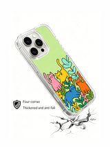 PhoneCasing iPhone 16 pro max anti-yellowing case with original art by Mimi Colorfield, cats growing like plants on a green background.