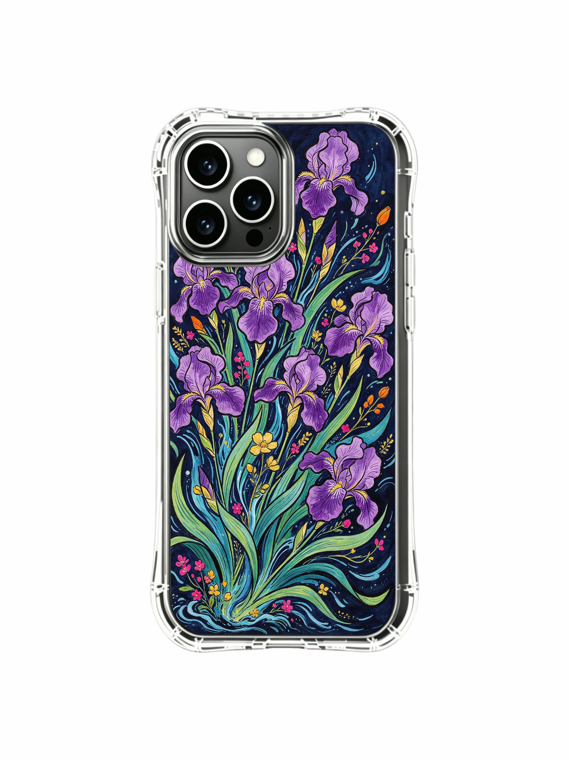 PhoneCasing iPhone 16 Pro Max Case with a whimsical floral tide, a lively and expressive take on the dark garden theme.